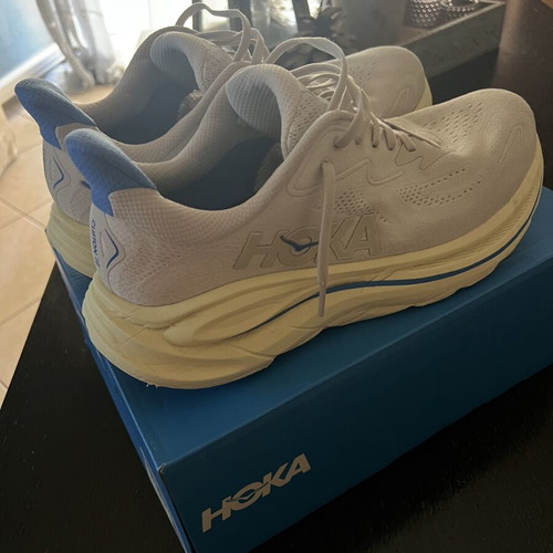 Hoka Clifton 10 Size 46 Running Shoes Like New White