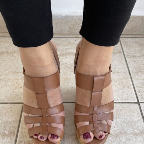 Stradivarius women's platform sandals size 38 like new, beige and brown