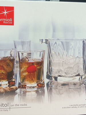 Bormioli Rocco Capitol On The Rocks Whiskey Set 7 Pieces New