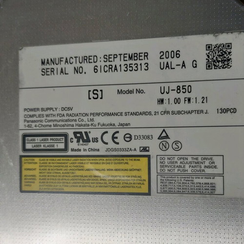Panasonic UJ-850 DVDRW IDE drive for laptop used