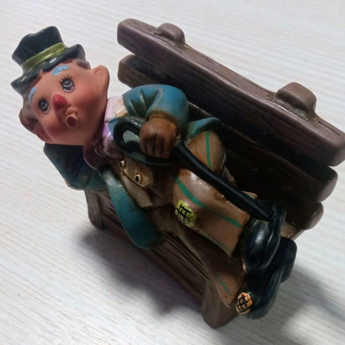 Decorative bench with ceramic clown new