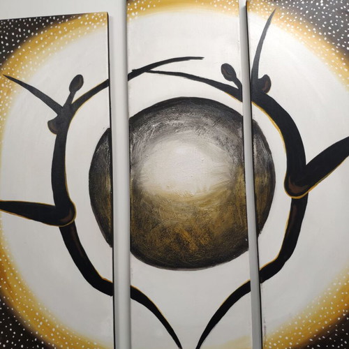 Five-piece painting like new handmade with signature