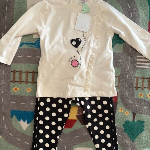 Girls' clothing set 80 cm new, leggings with blouse, 12-15 months
