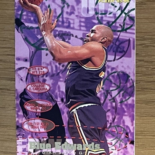 NBA collectible card 1995-96 Fleer Blue Edwards used