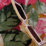 Sunglasses, beige and gold frame