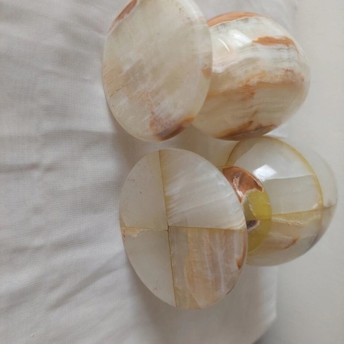 Set of 2 vintage wine glasses made of natural onyx stone like new
