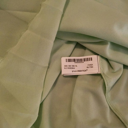 Midi semi-transparent pleated skirt Zara size XL pastel green like new