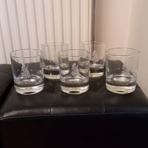 Dewar's vintage collectible whiskey glasses, pack of 5, new