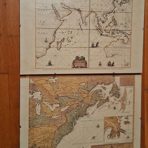 Old maps set of 2 used, glass and backing only