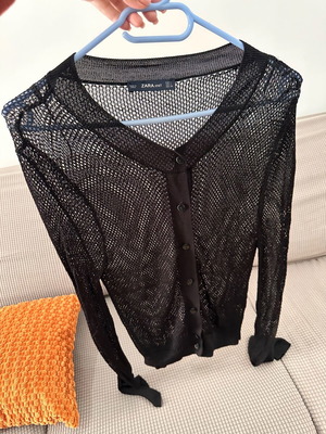 Zara knit mesh cardigan size S used, black