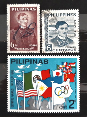 Σφραγίδες Φιλιππίνες 1959, 1962 & 1968, σε άριστη κατάσταση, σετ 3 τεμαχίων