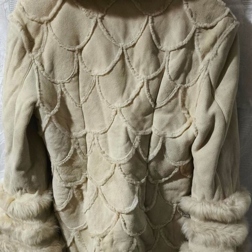 Sheepskin coat used, size M, beige