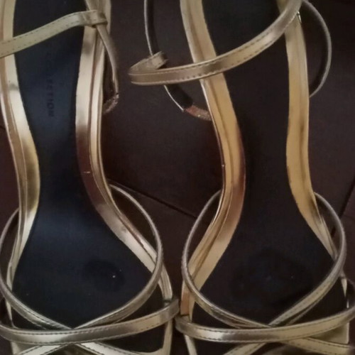 Zara evening sandals like new, gold, size 36, slim heel 9cm