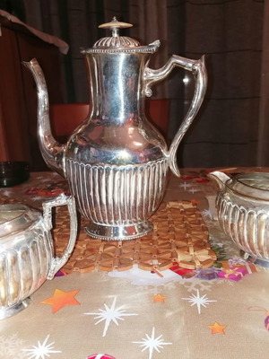 Antique silver-plated set used, three pieces