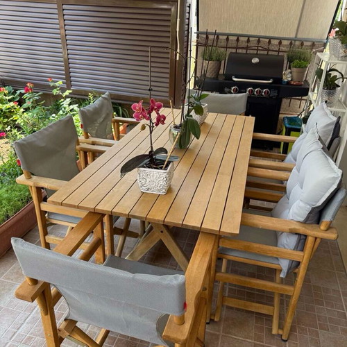 Dining table with six chairs like new, wood, 1.60x0.80 m