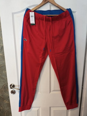 Lacoste Sport Sweat Pants brand new with tags, size XL, red with blue stripes