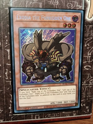 Exodia The Forbidden One Secret Rare Card like new with Ultra Pro sleeve