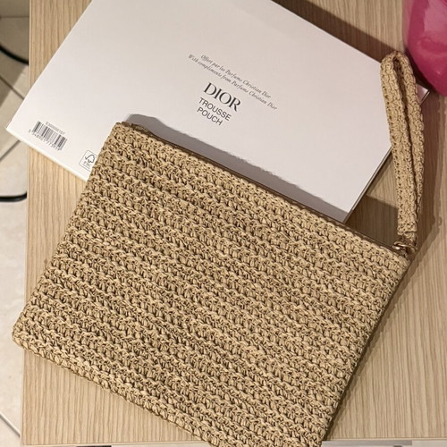 Dior beauty pouch, straw, beige