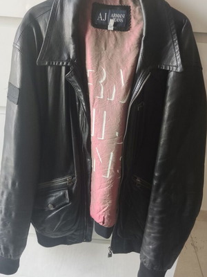 Armani δερμάτινο μπουφάν ανδρικό μεταχειρισμένο, μαύρο, μέγεθος M