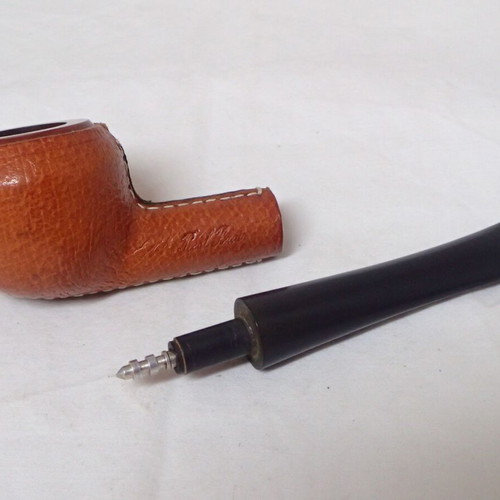 Vintage Real Briar Tobacco Pipe with Leather Cover unused