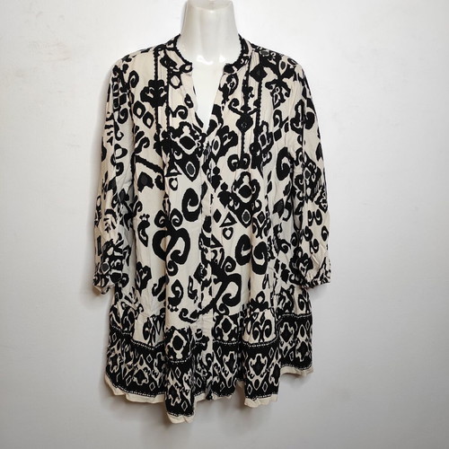Zara dress with black and beige ethnic pattern, size XL, like new