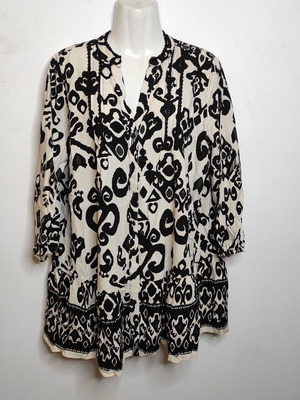 Zara dress with black and beige ethnic pattern, size XL, like new