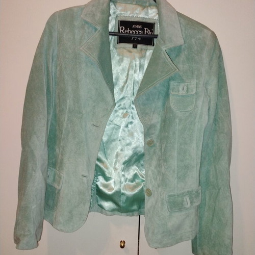 Rebecca Blu women's suede jacket used, mint green, size small
