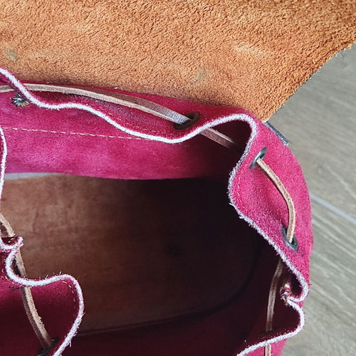 Backpack vintage genuine leather suede small used, boho chic