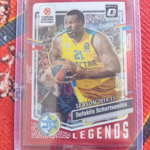 Big Sofo red parallel card Sofoklis Schortsanitis Legends optic Maccabi Tel Aviv 3/99 like new