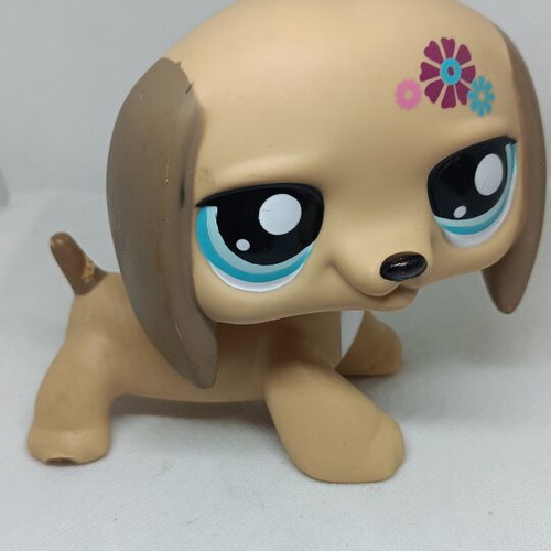 Littlest Pet Shop Jumbo Beige Dachshund figure used, Hasbro