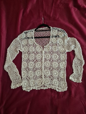 Handmade cardigan like new, white, one size