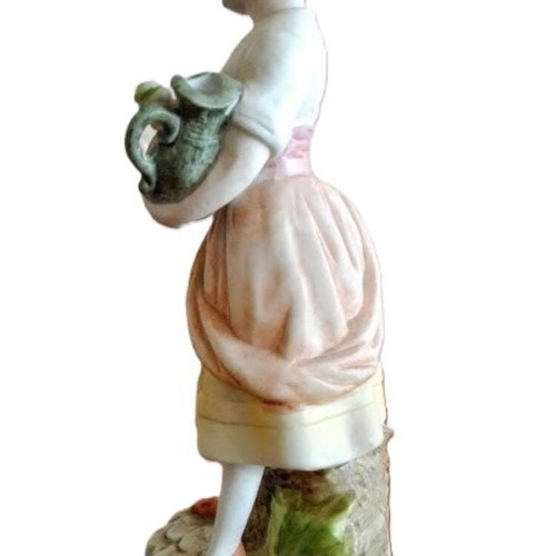 Vintage porcelain figurine Girl with jug in pastel colors like new