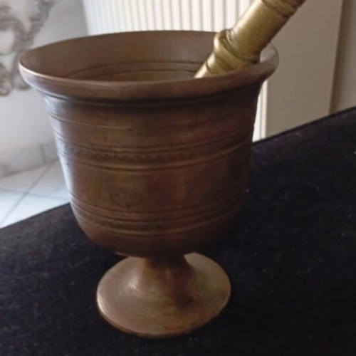 Vintage large brass mortar used, heavy