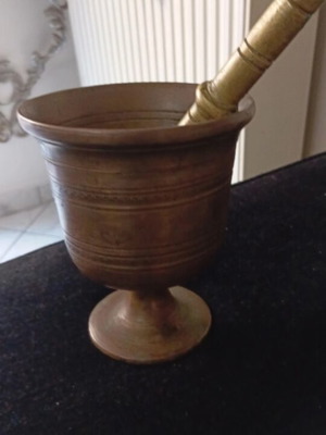 Vintage large brass mortar used, heavy