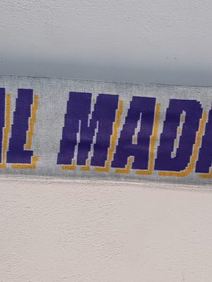 Real Madrid knitted double-sided scarf 100% acrylic collectible
