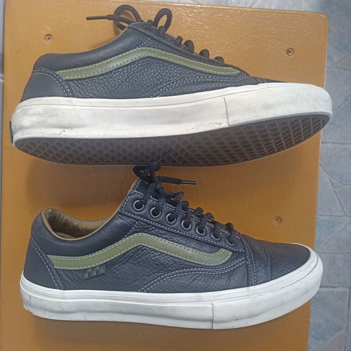 Vans Skate Old Skool Butter Leather Black/Green size 43 like new