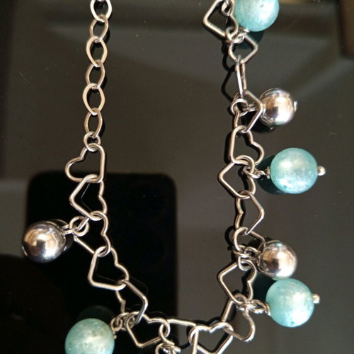 Silver women's bracelet 925 new with larimar stone 23cm