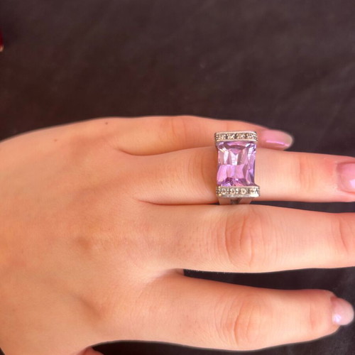 Silver 925 ring with purple stone used