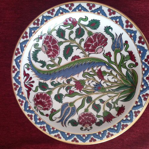 Decorative plate handmade ceramic 25 cm with 24K gold like new