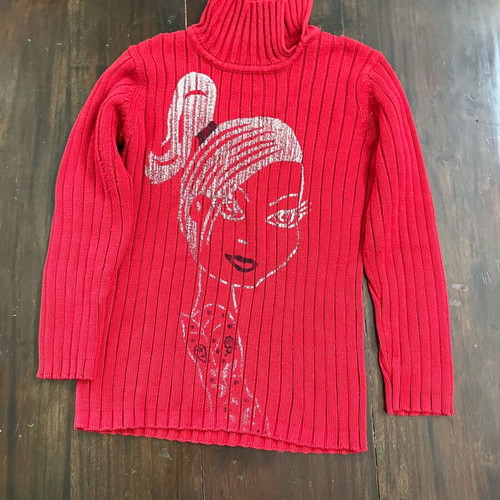 Wool sweater with turtleneck 9-10 years red like new