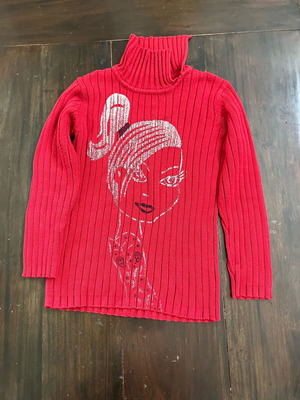 Wool sweater with turtleneck 9-10 years red like new