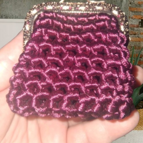 Small handmade knitted wallets, red and pink