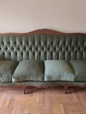 Antique living room set like new with sofa, armchairs, and chairs