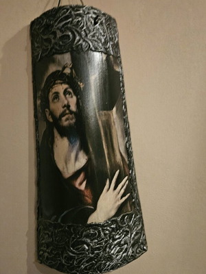 Handmade image of Christ's crucifixion on tile like new