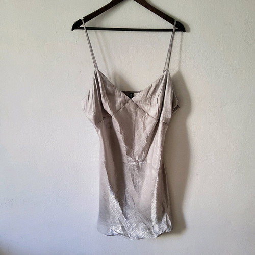 Satin mini dress H&M silver XL new
