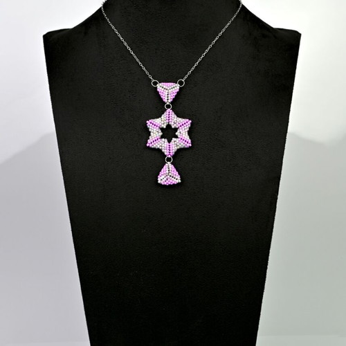 Delicate star necklace in purple and gray, custom made