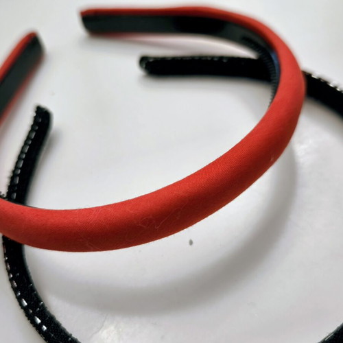 Fabric headbands new, red and black with silver thread