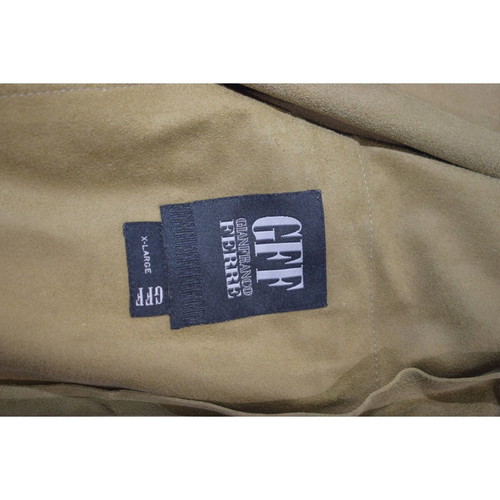 Gianfranco Ferré GFF vintage suede leather safari shacket jacket XL used, yellow