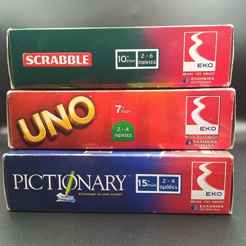 EKO travel board games set: Uno, Scrabble, Pictionary