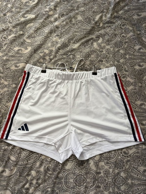 Adidas Aeroready shorts size XL like new, white with red-blue stripes